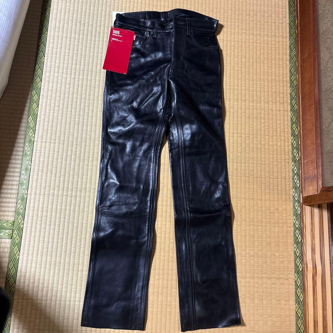 希少Levi's 505 ブラックレザー パンツW30 新品