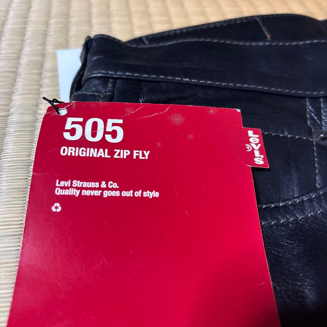 希少Levi's 505 ブラックレザー パンツW30 新品