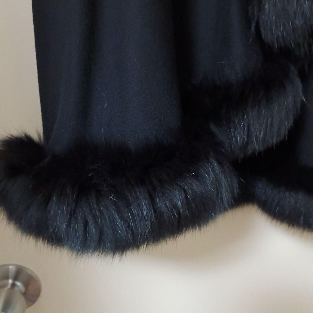 カシミヤ 100％ フォックス ケープ ポンチョ マント 美品 大きいサイズOK