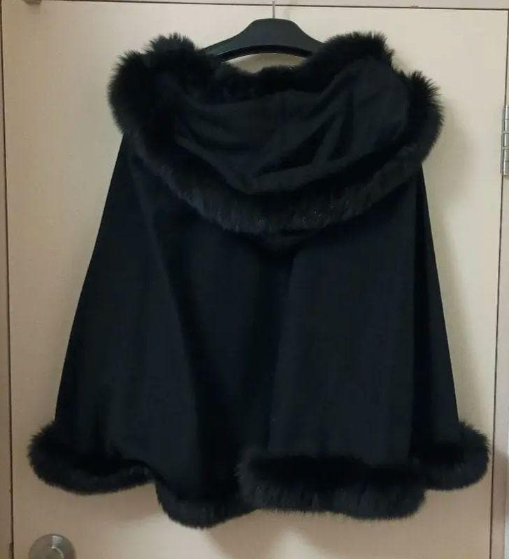 カシミヤ 100％ フォックス ケープ ポンチョ マント 美品 大きいサイズOK