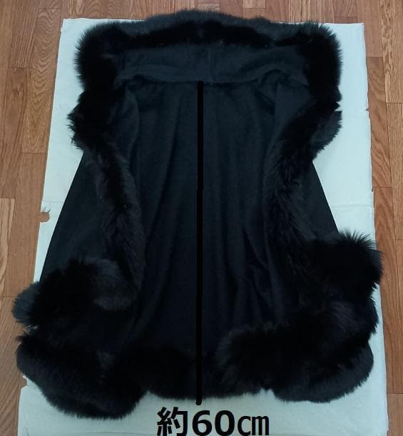 カシミヤ 100％ フォックス ケープ ポンチョ マント 美品 大きいサイズOK