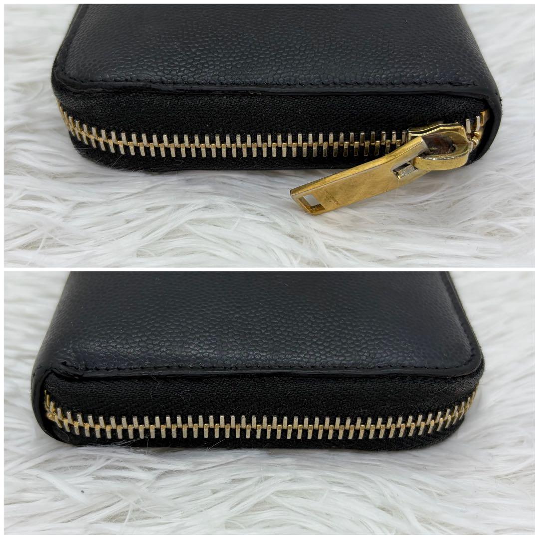 美品✨サンローラン　長財布 キャビアスキン　カサンドラ　レザー　ブラック