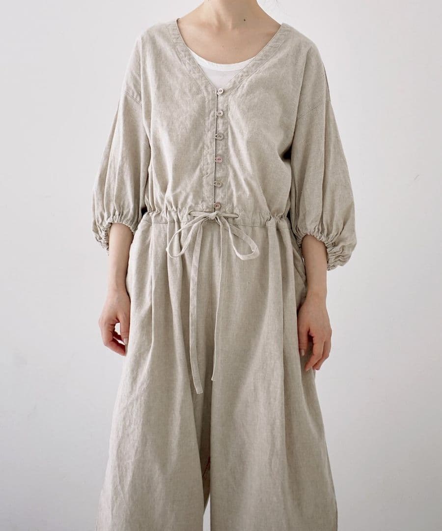 UpcycleLino バルーンスリーブサロペット nest Robe