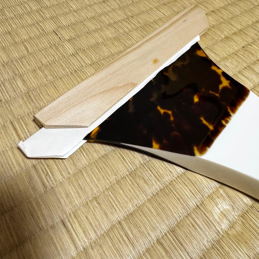 美品　津軽三味線バチ 撥 亀甲 鼈甲 べっ甲 和楽器　開き139mm