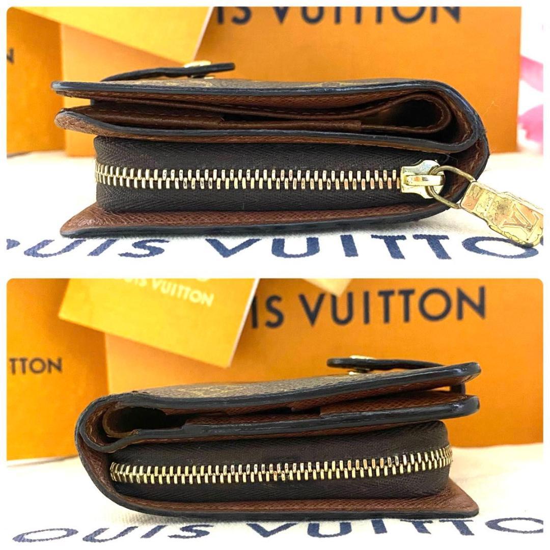 ルイ ヴィトン◎コンパクトジップ モノグラム ラウンドファスナー 二つ折り 茶色