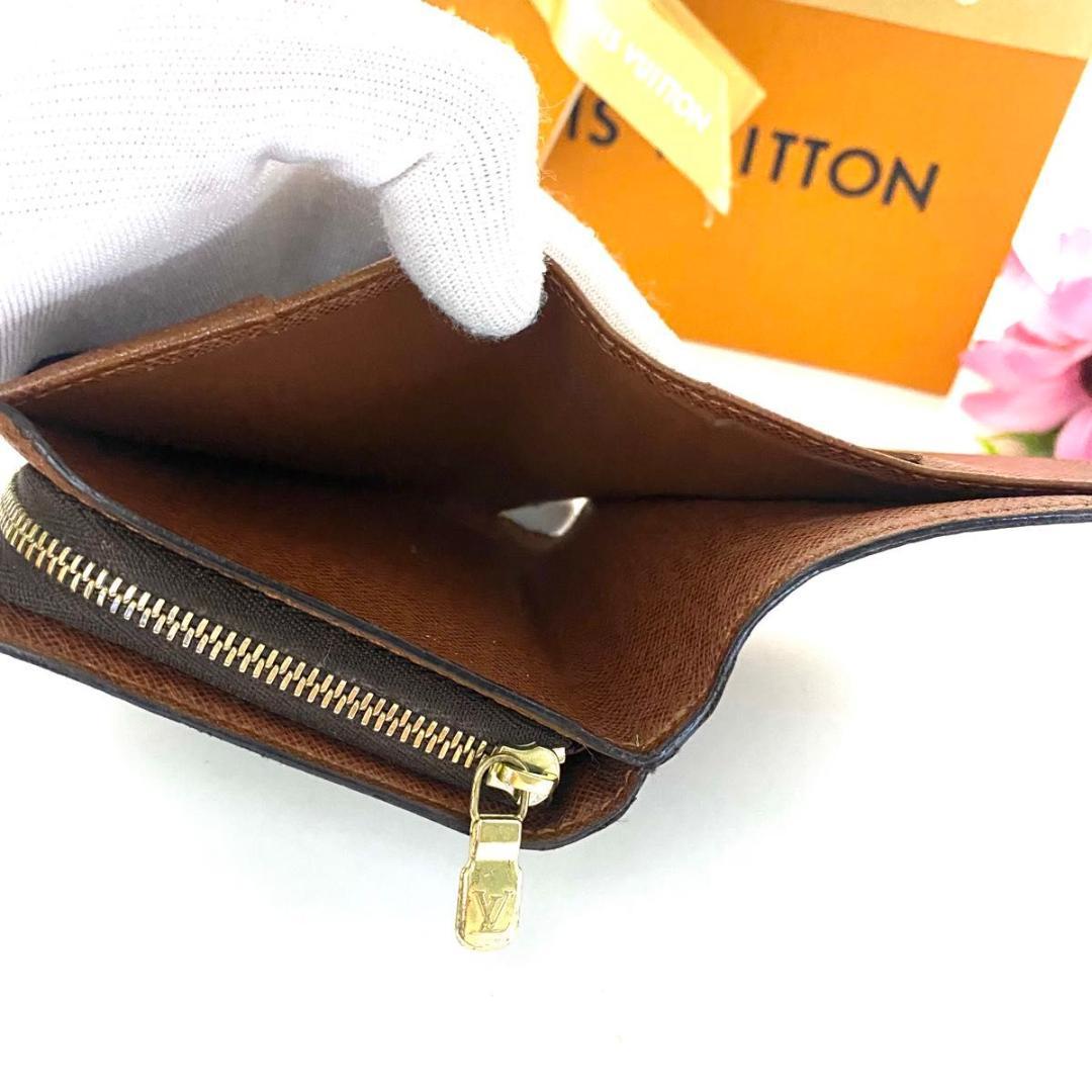 ルイ ヴィトン◎コンパクトジップ モノグラム ラウンドファスナー 二つ折り 茶色