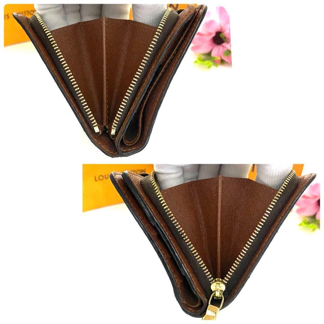 ルイ ヴィトン◎コンパクトジップ モノグラム ラウンドファスナー 二つ折り 茶色