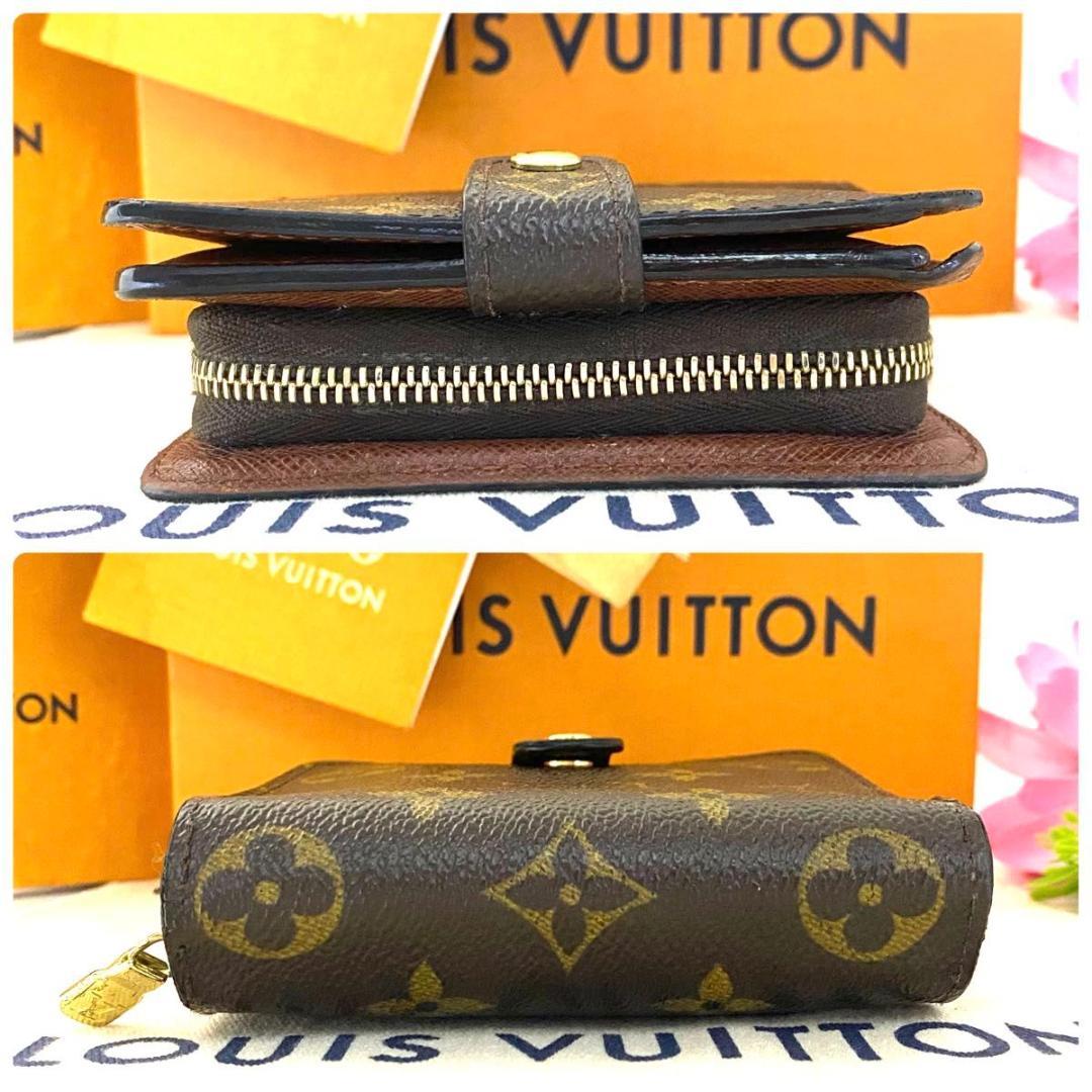 ルイ ヴィトン◎コンパクトジップ モノグラム ラウンドファスナー 二つ折り 茶色