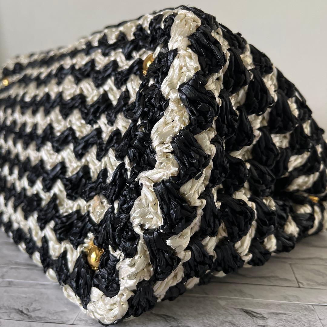 PRADA プラダ ラフィア クロケット カナパ トートバッグ