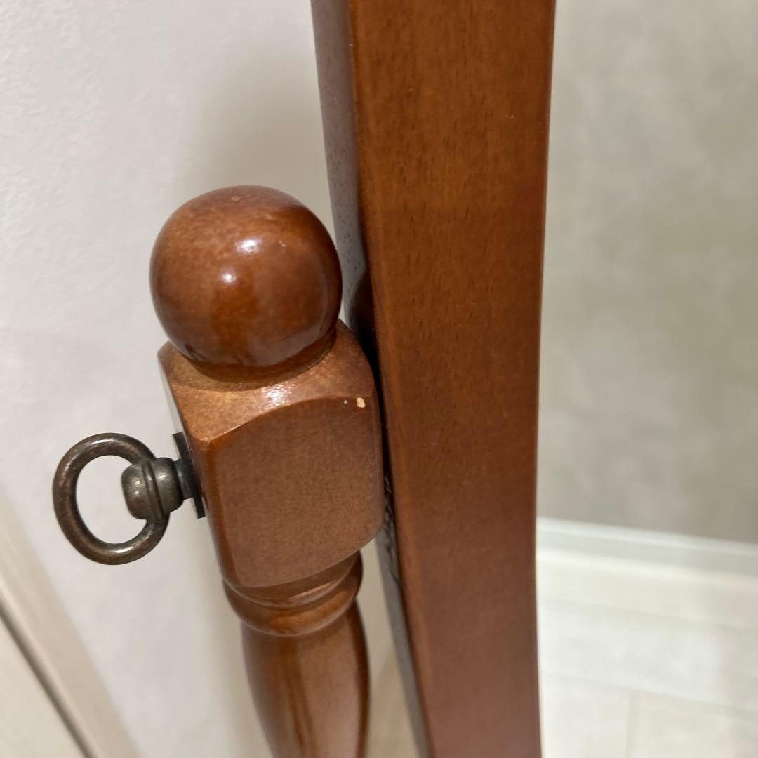 アンティーク調　スタンドミラー・ 姿見・木製・楕円形