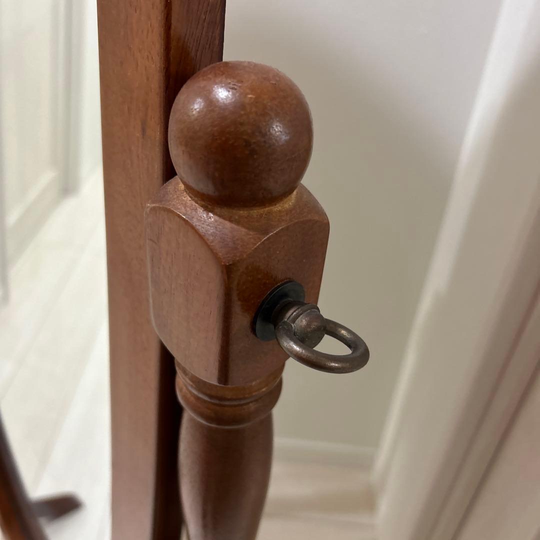 アンティーク調　スタンドミラー・ 姿見・木製・楕円形