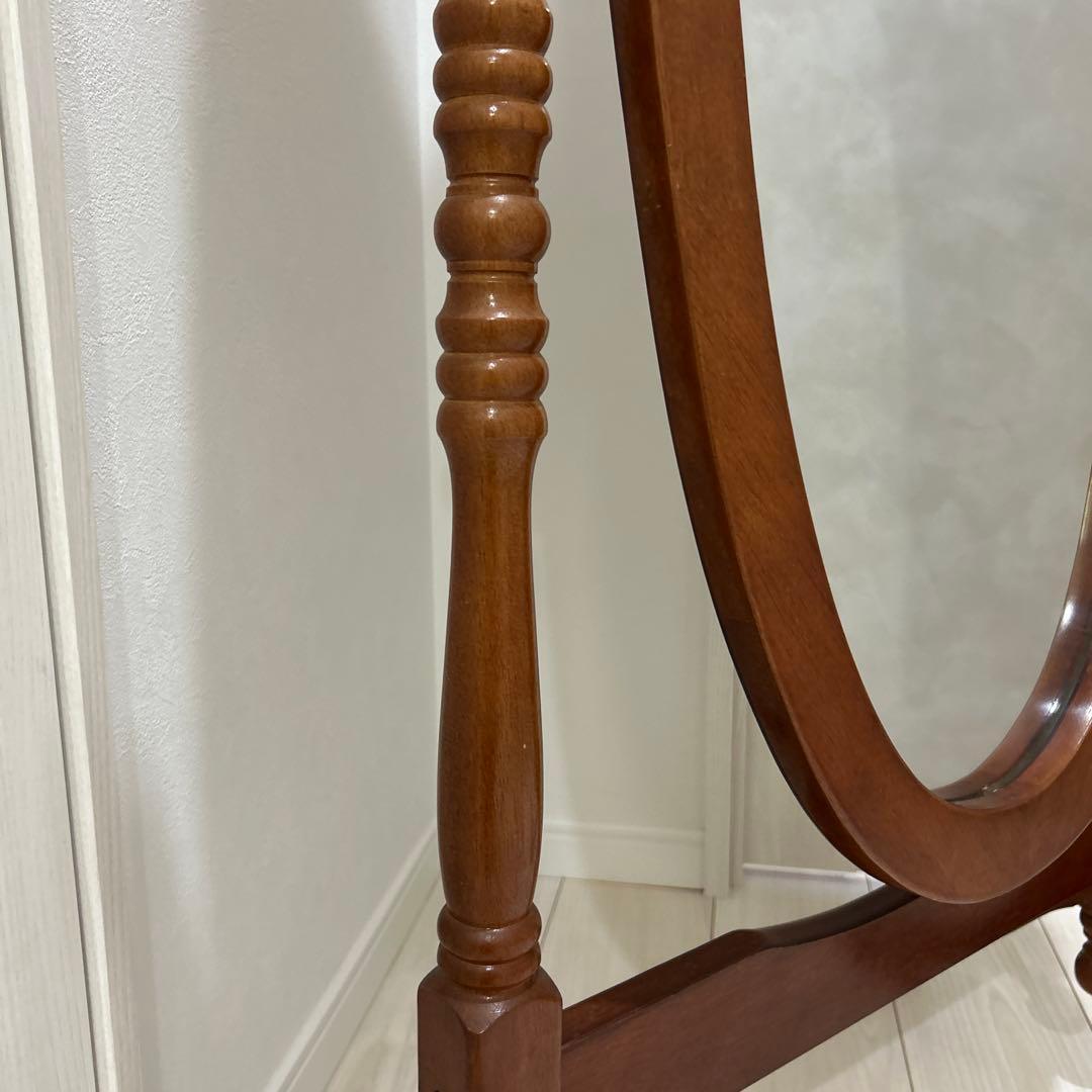 アンティーク調　スタンドミラー・ 姿見・木製・楕円形