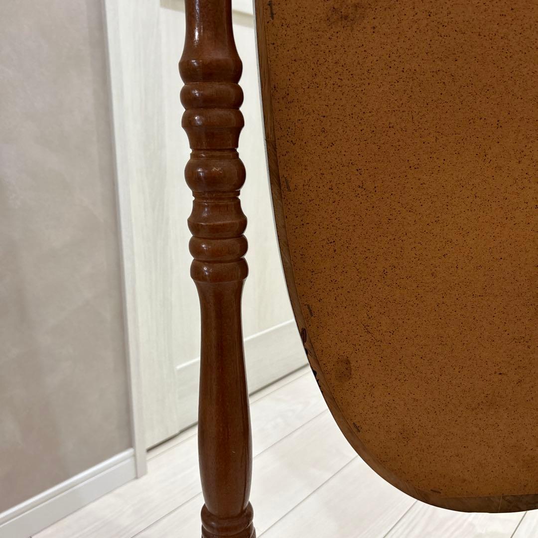 アンティーク調　スタンドミラー・ 姿見・木製・楕円形