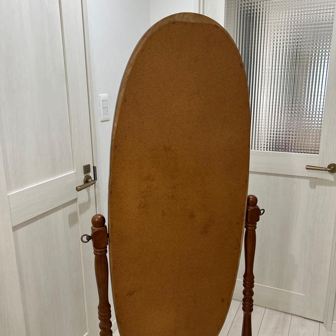 アンティーク調　スタンドミラー・ 姿見・木製・楕円形