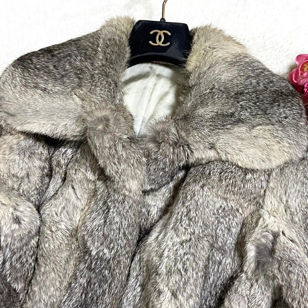 本毛皮 ラビットファー コート サイズL相当 毛並み◎