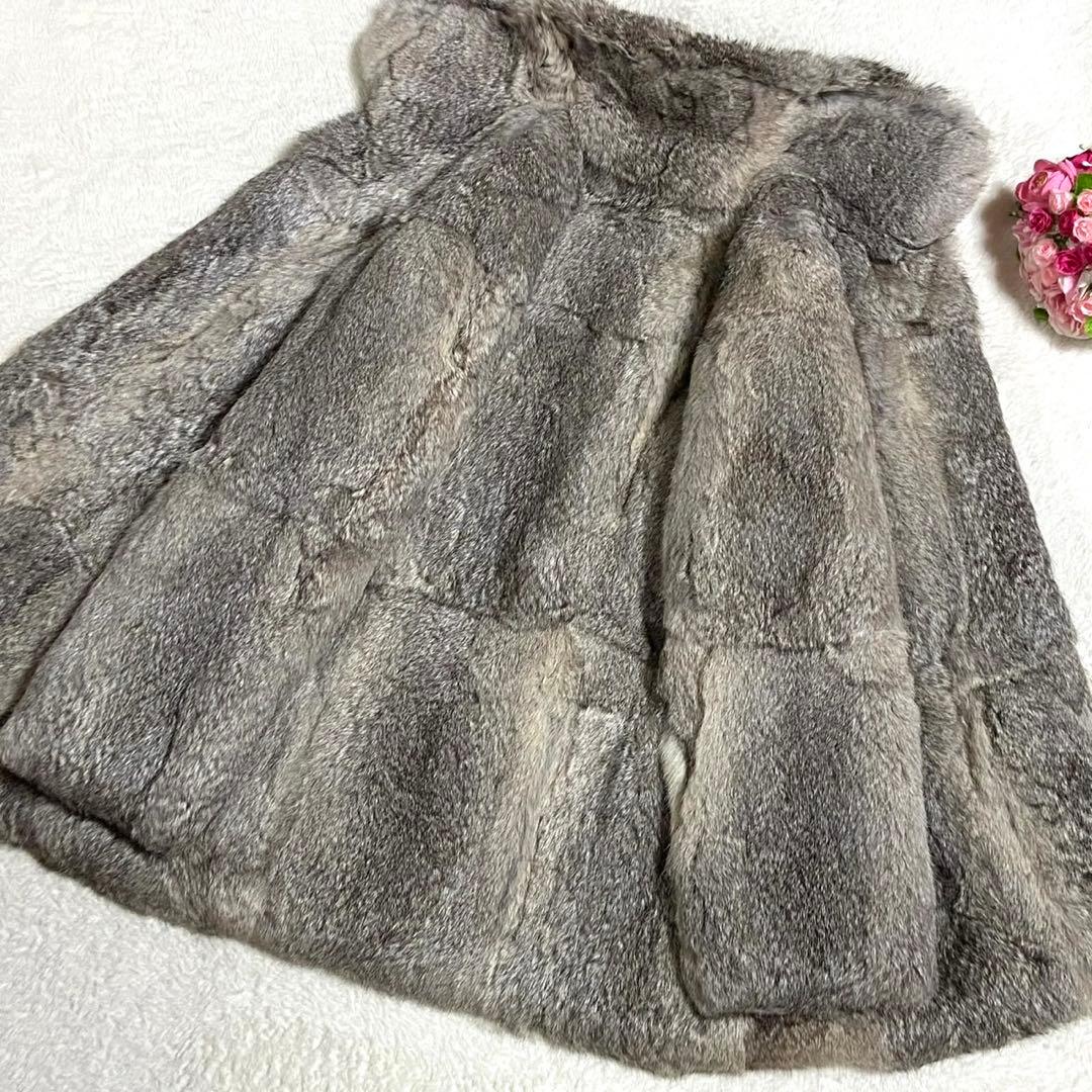 本毛皮 ラビットファー コート サイズL相当 毛並み◎
