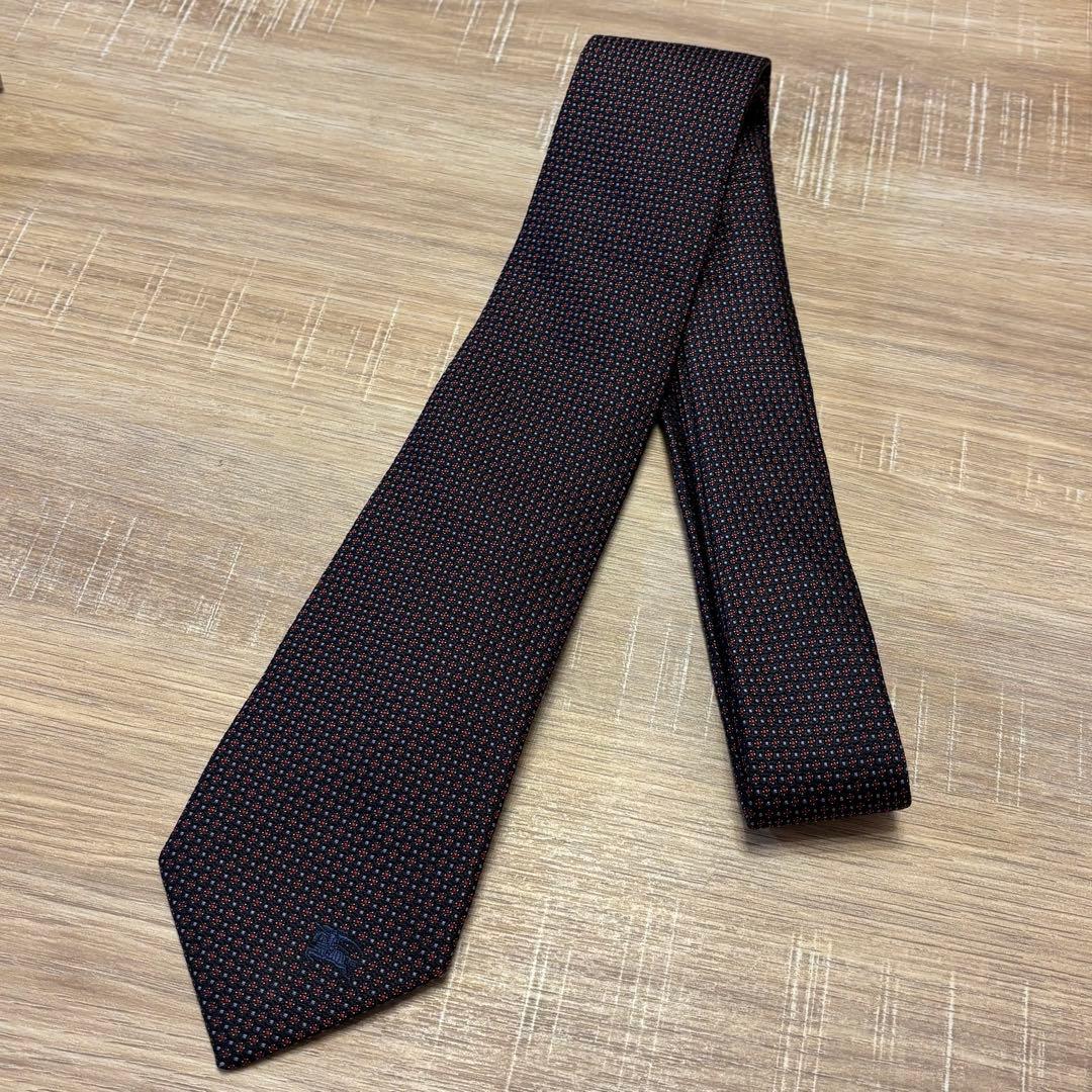 【新品未使用】BURBERRY ネクタイ　ネイビー 赤 ドット柄