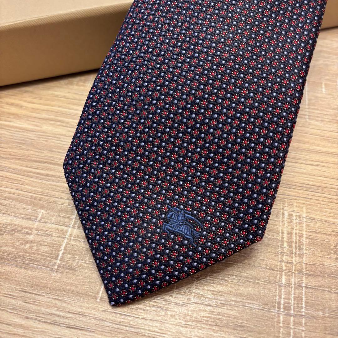 【新品未使用】BURBERRY ネクタイ　ネイビー 赤 ドット柄