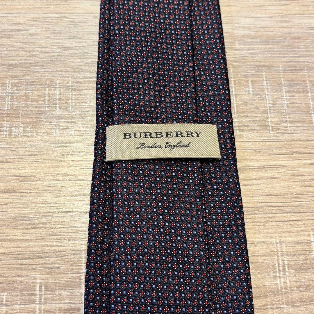 【新品未使用】BURBERRY ネクタイ　ネイビー 赤 ドット柄