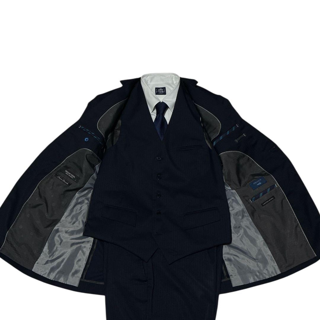 ORIHICA 3ピース リバーシブルベスト スーツ ネイビー A6