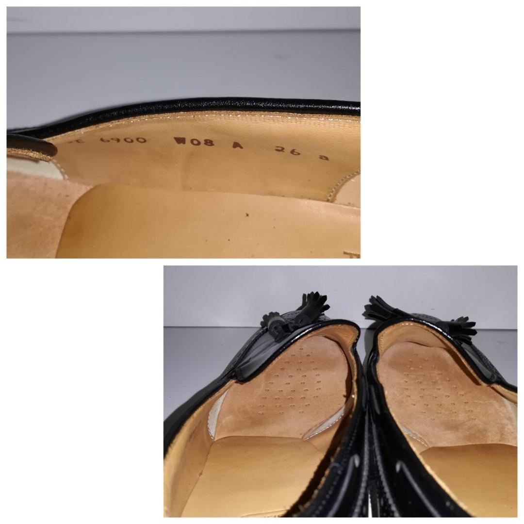 d0393 新品同様・試着程度 リーガル ウイングタッセルローファー 26 黒