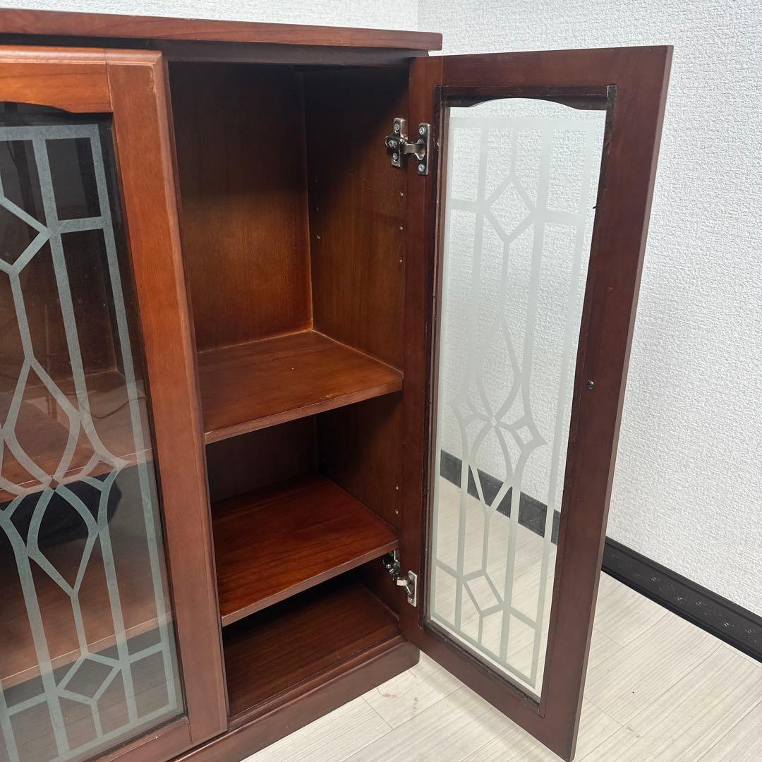 日昇 キャビネット サイドボード リビング収納 ガラス扉 iso※