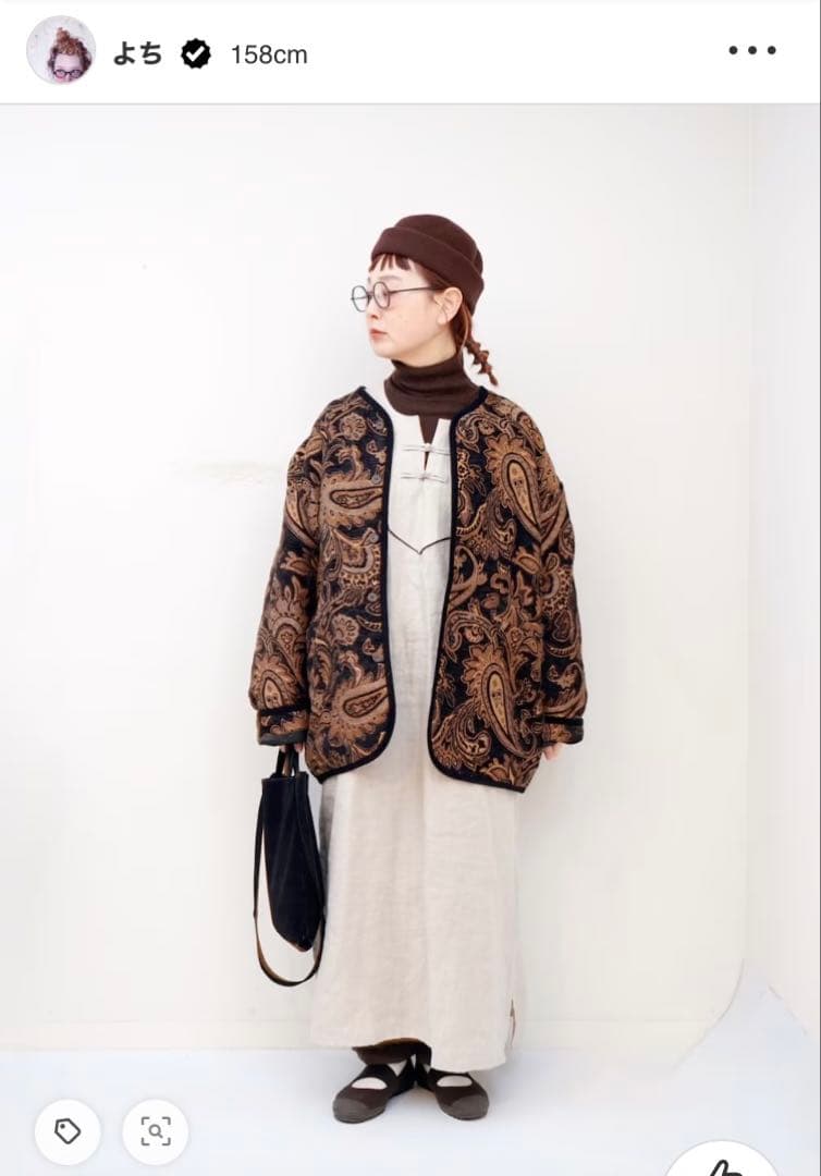 アンティカ antiqua／配色パイピングペイズリー柄ジャケット