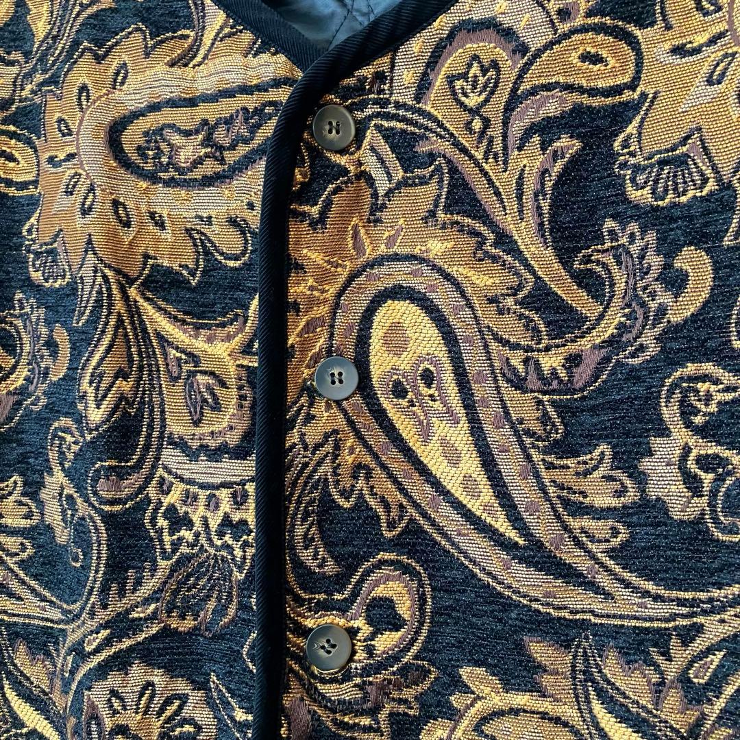 アンティカ antiqua／配色パイピングペイズリー柄ジャケット