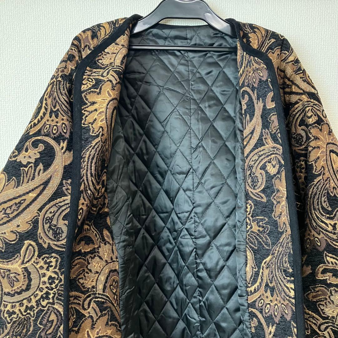 アンティカ antiqua／配色パイピングペイズリー柄ジャケット