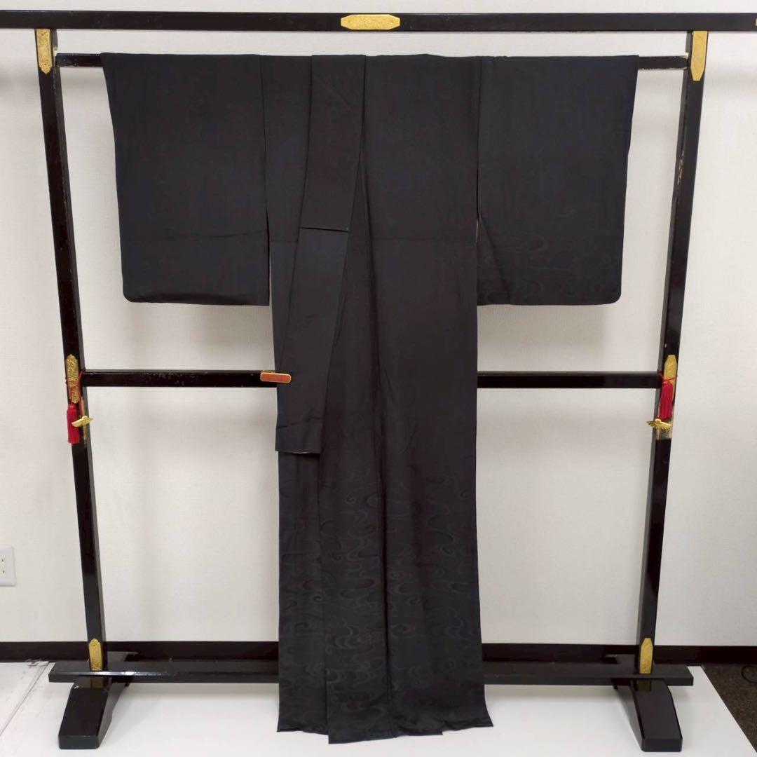 み*ち様 逸品 単衣 無地付下げ トールサイズ 流水 三つ紋 着物 正絹 A-0