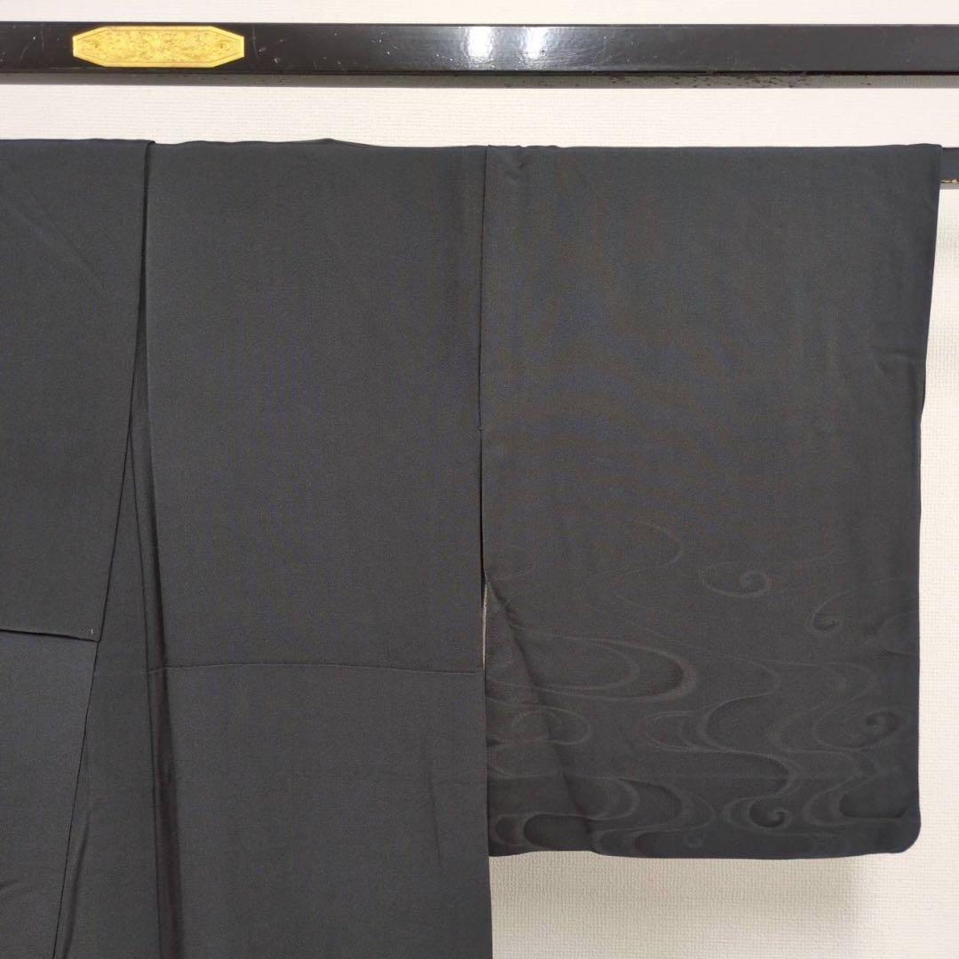 み*ち様 逸品 単衣 無地付下げ トールサイズ 流水 三つ紋 着物 正絹 A-0