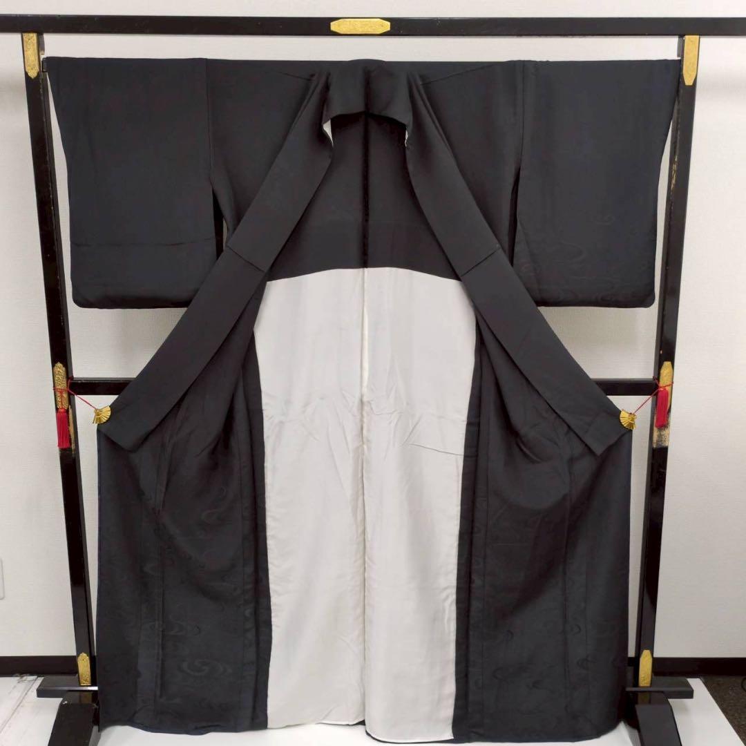 み*ち様 逸品 単衣 無地付下げ トールサイズ 流水 三つ紋 着物 正絹 A-0