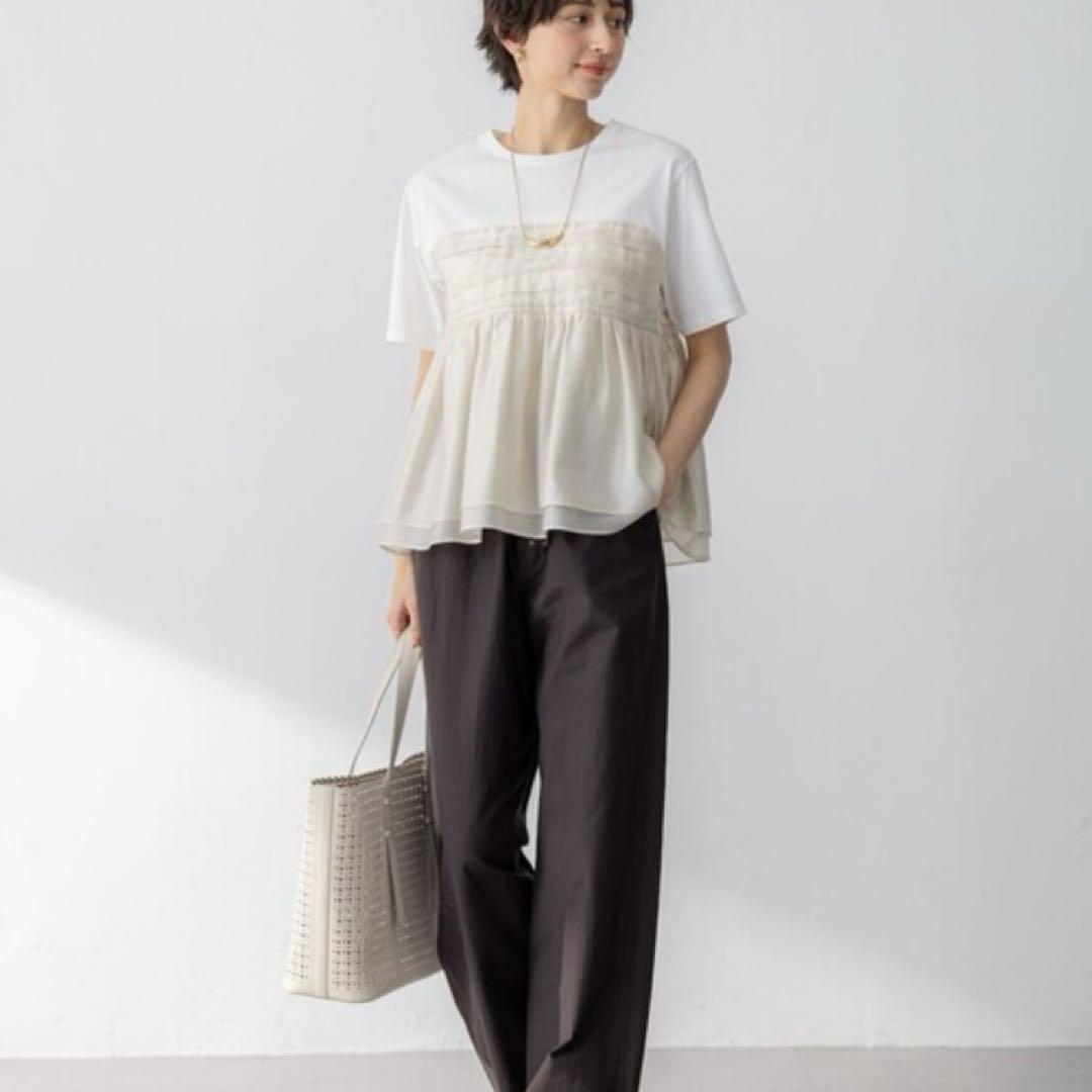 ひー様　試着のみ　2025 23区　46 オーガンジービスチェコンビ カットソー