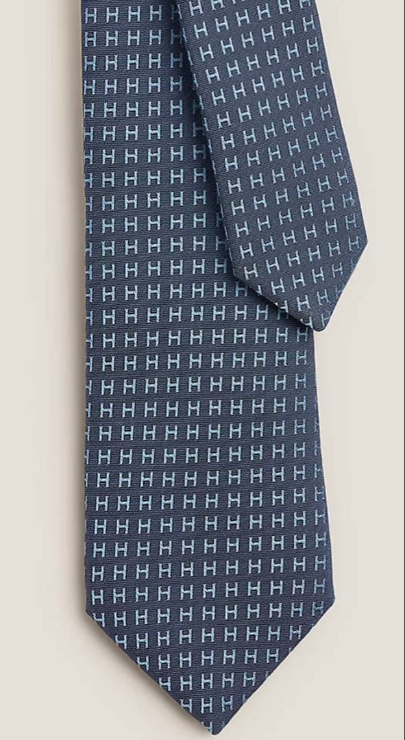 【美品】HERMES エルメス ネクタイ H柄 H織り ファソネ ジャガード