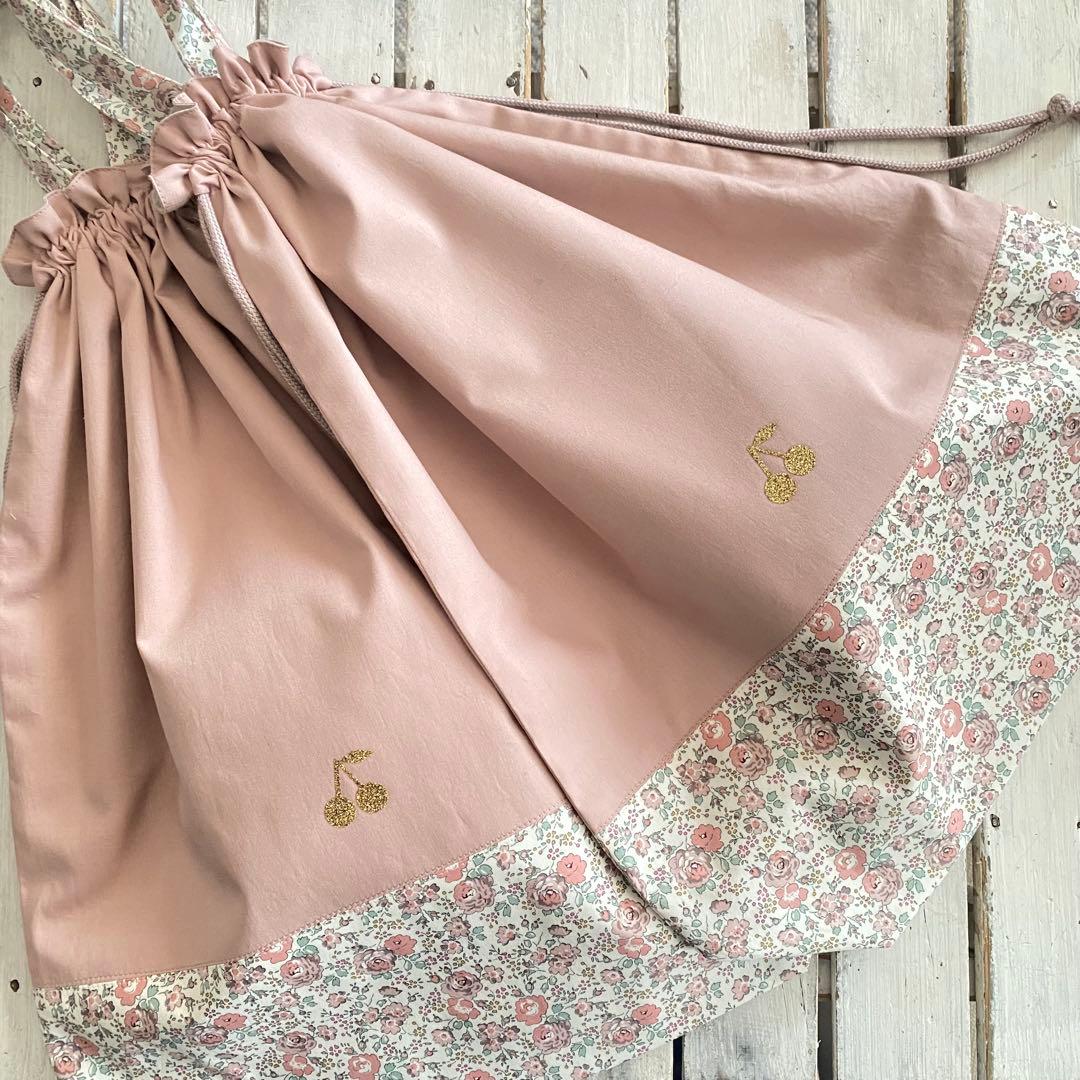 a様⭐︎リバティプリント使用×さくらんぼワッペンレッスンバッグ他オーダー