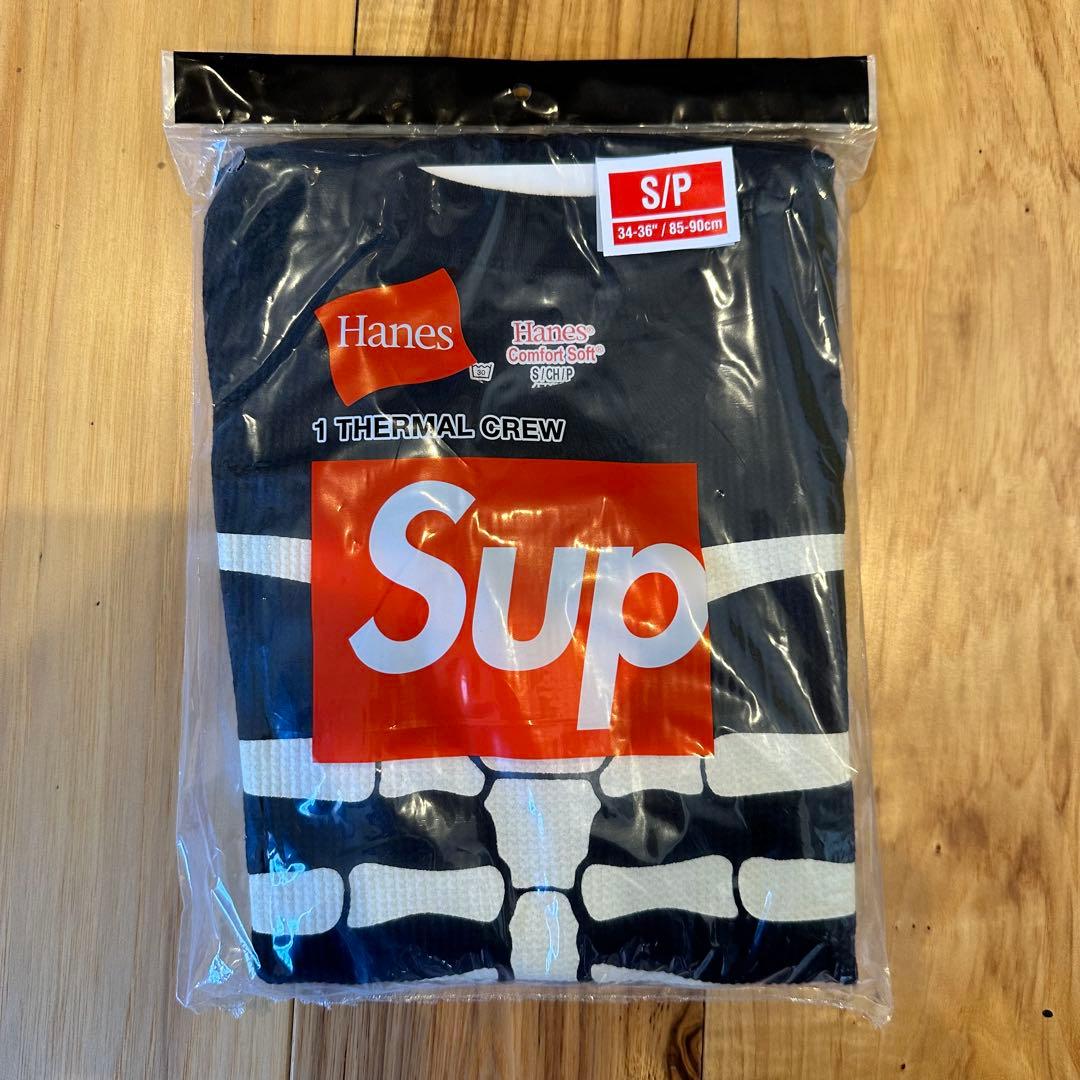Sサイズ Supreme/Hanes 黒Bones Thermal Crew