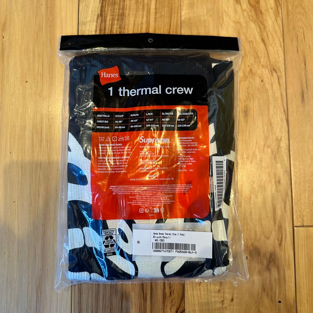Sサイズ Supreme/Hanes 黒Bones Thermal Crew