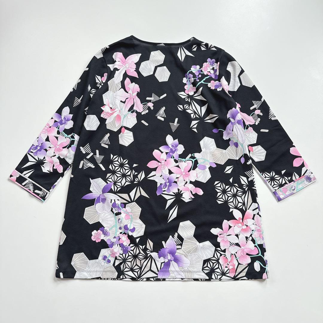 近年 極美品 レオナール 和柄 花柄 長袖カットソー チュニック プルオーバー