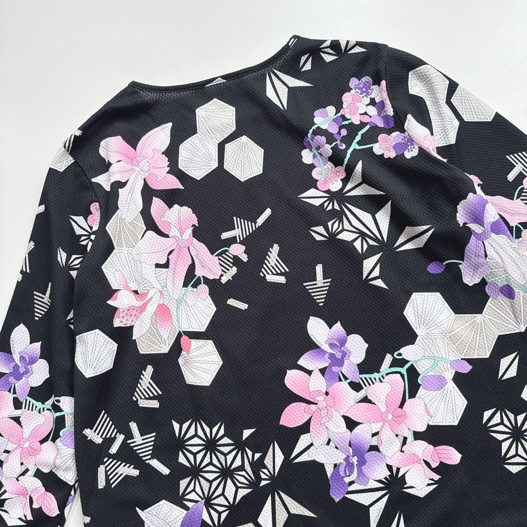 近年 極美品 レオナール 和柄 花柄 長袖カットソー チュニック プルオーバー