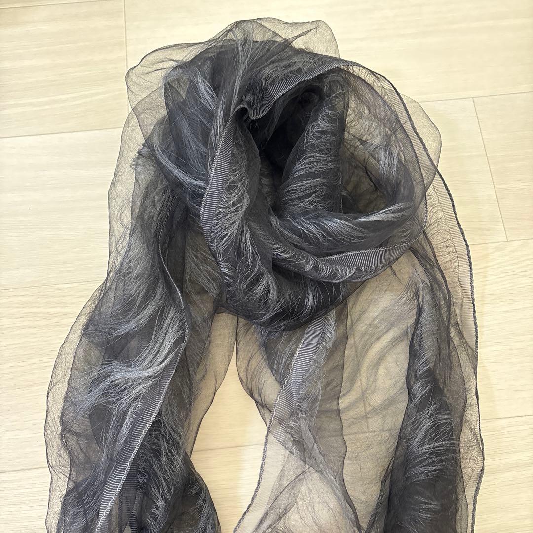 新品 夢細工 YUMEZAIKU 絹二重羽衣スカーフ 五倍子染 黒 着物