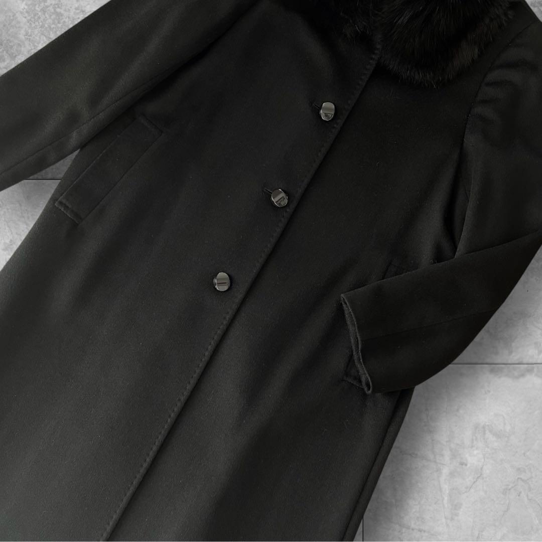 【カシミヤ100%】bistrot cinq ロングコート ファー 2way L