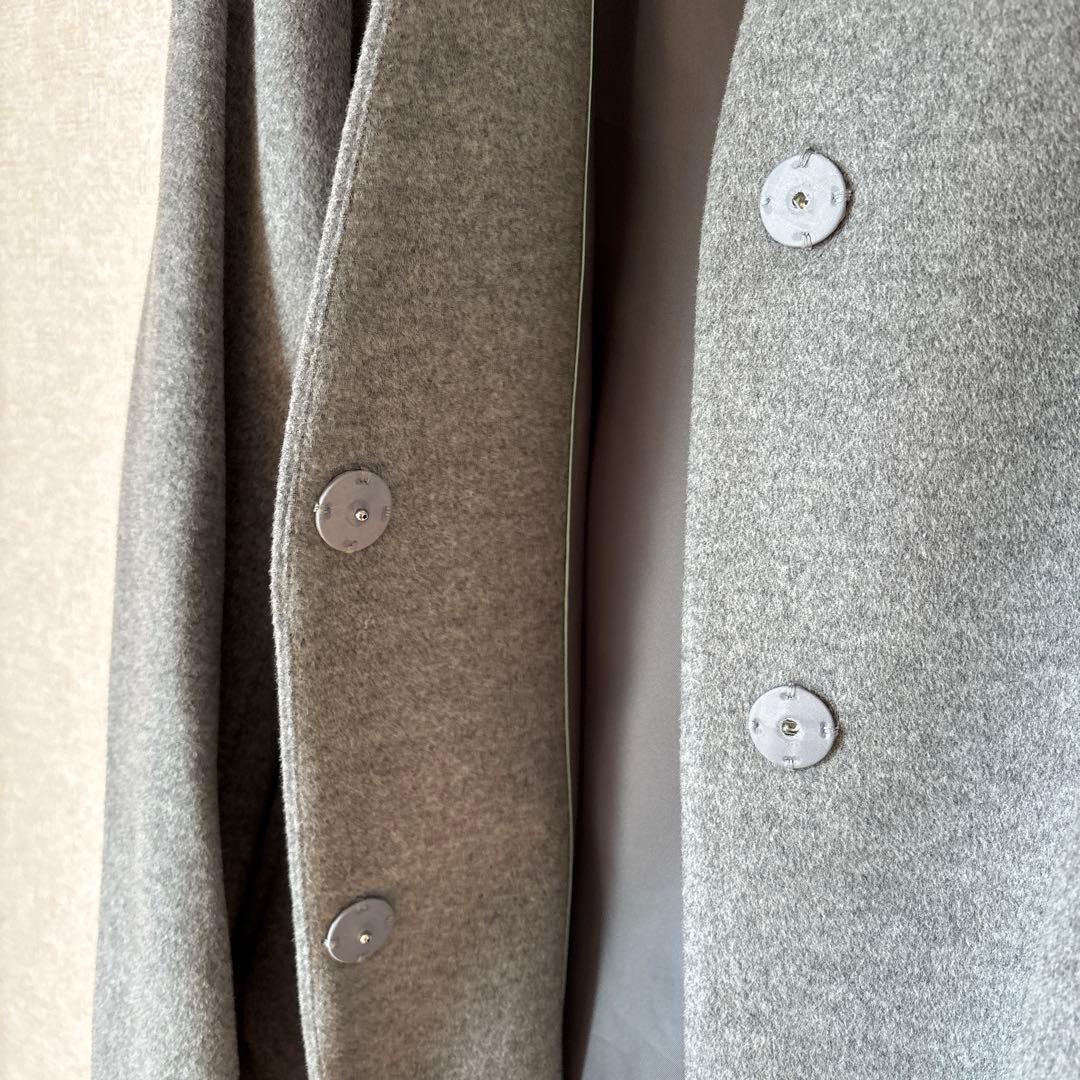 トランスワーク✳︎ノーカラーコート　ウール混　サイズ46 大きいサイズ