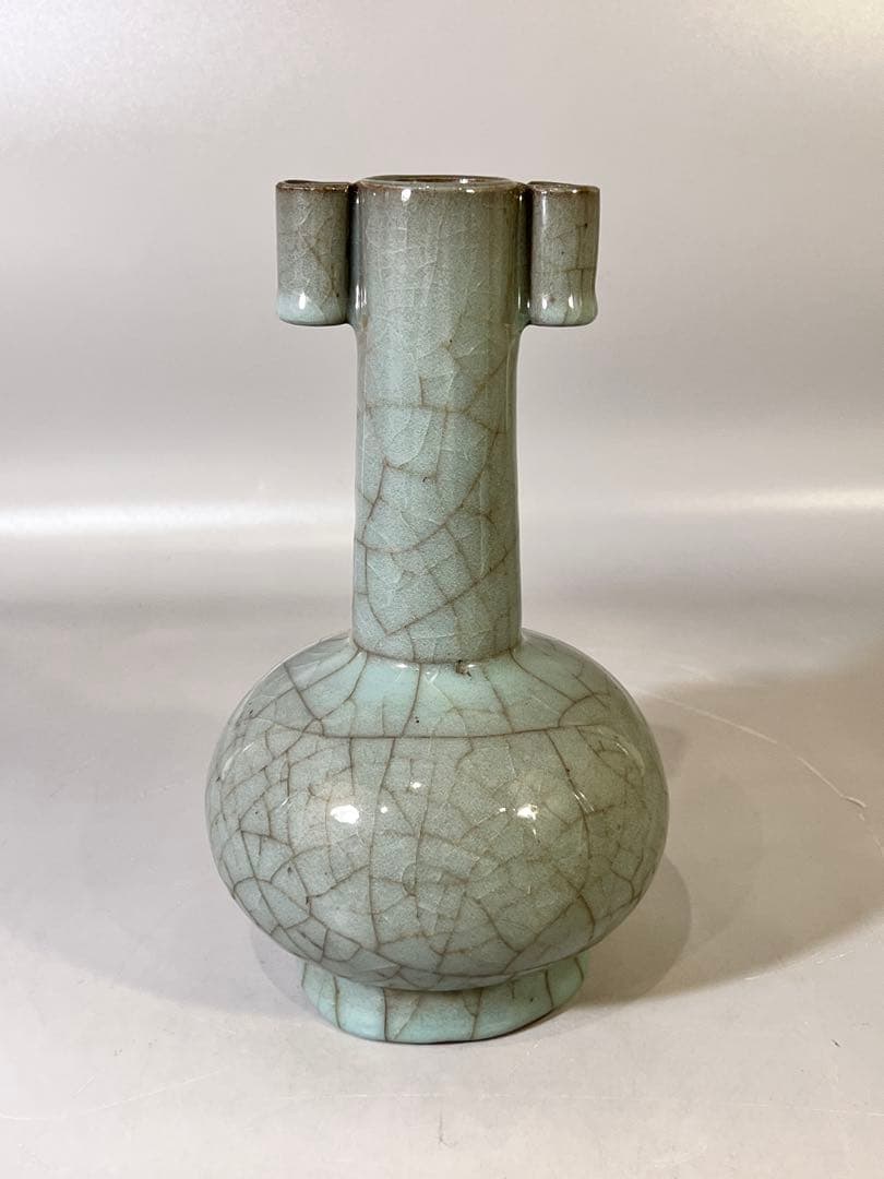 DT647 中国 青磁 管耳 瓶 茶道具伝来