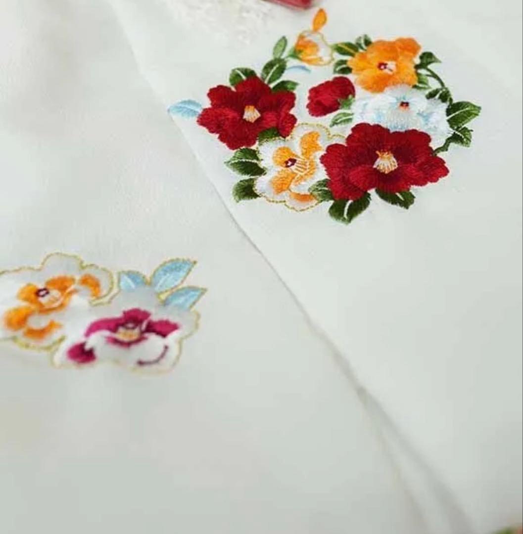 七五三 三歳 女児 被布着物フルセット 被布に刺繍入り 伊達襟付き ピンク色