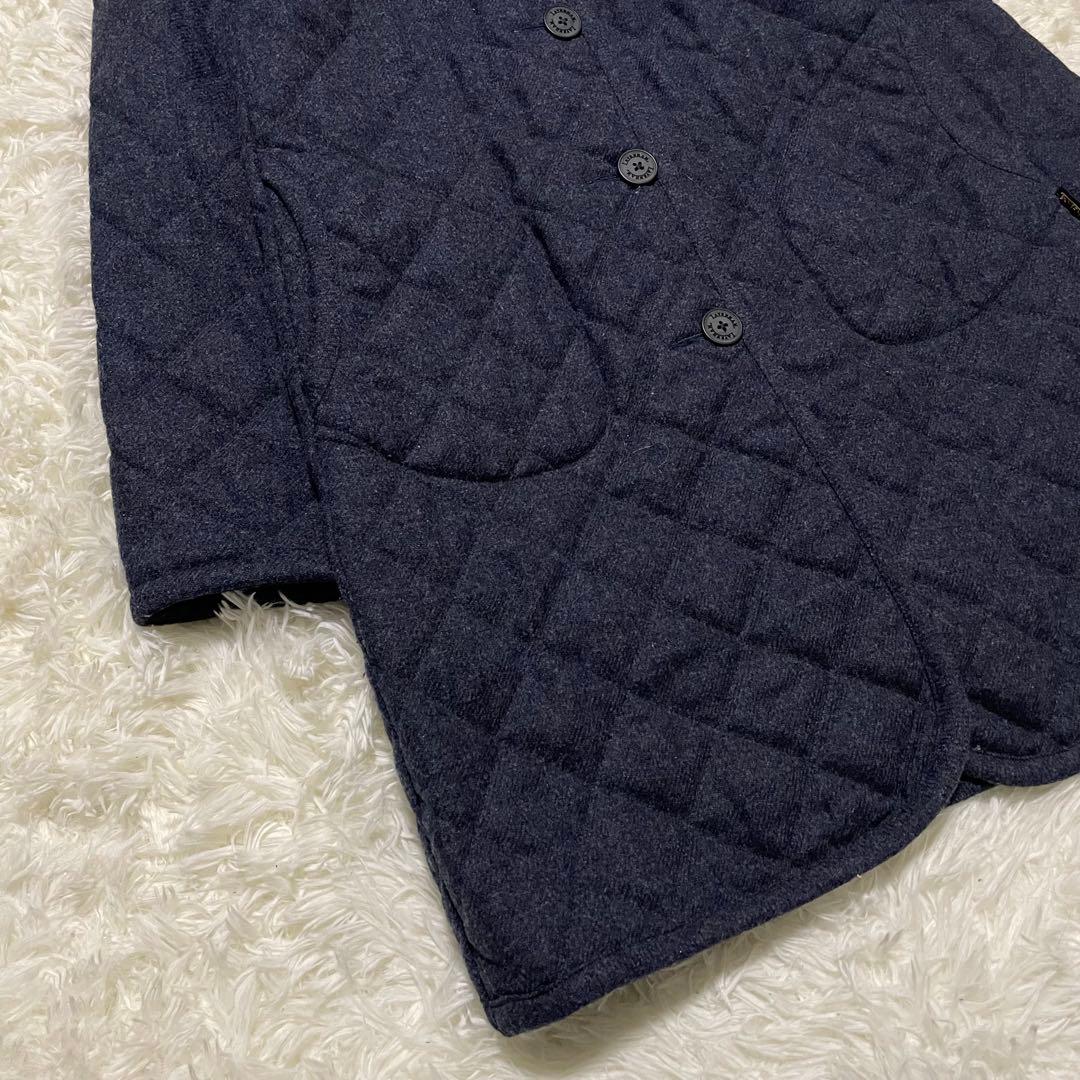 美品　ラベンハム　ブランドン　フーディロングコート　キルティング　ウール　紺色