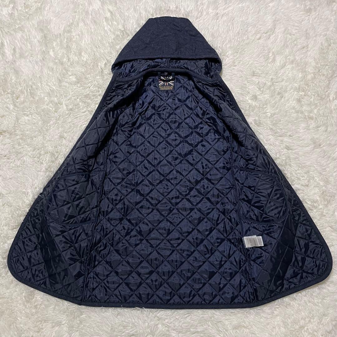 美品　ラベンハム　ブランドン　フーディロングコート　キルティング　ウール　紺色
