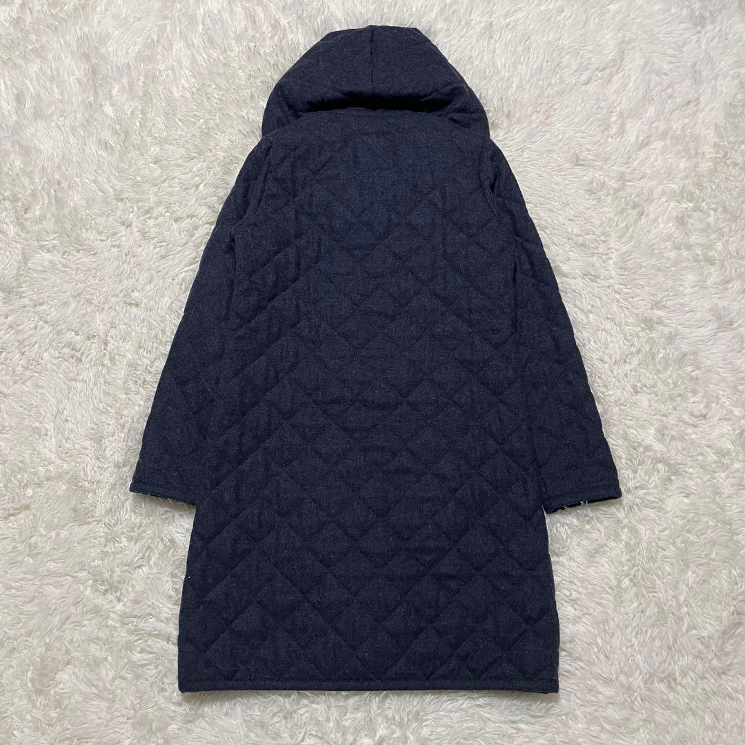 美品　ラベンハム　ブランドン　フーディロングコート　キルティング　ウール　紺色