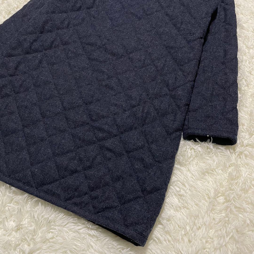 美品　ラベンハム　ブランドン　フーディロングコート　キルティング　ウール　紺色