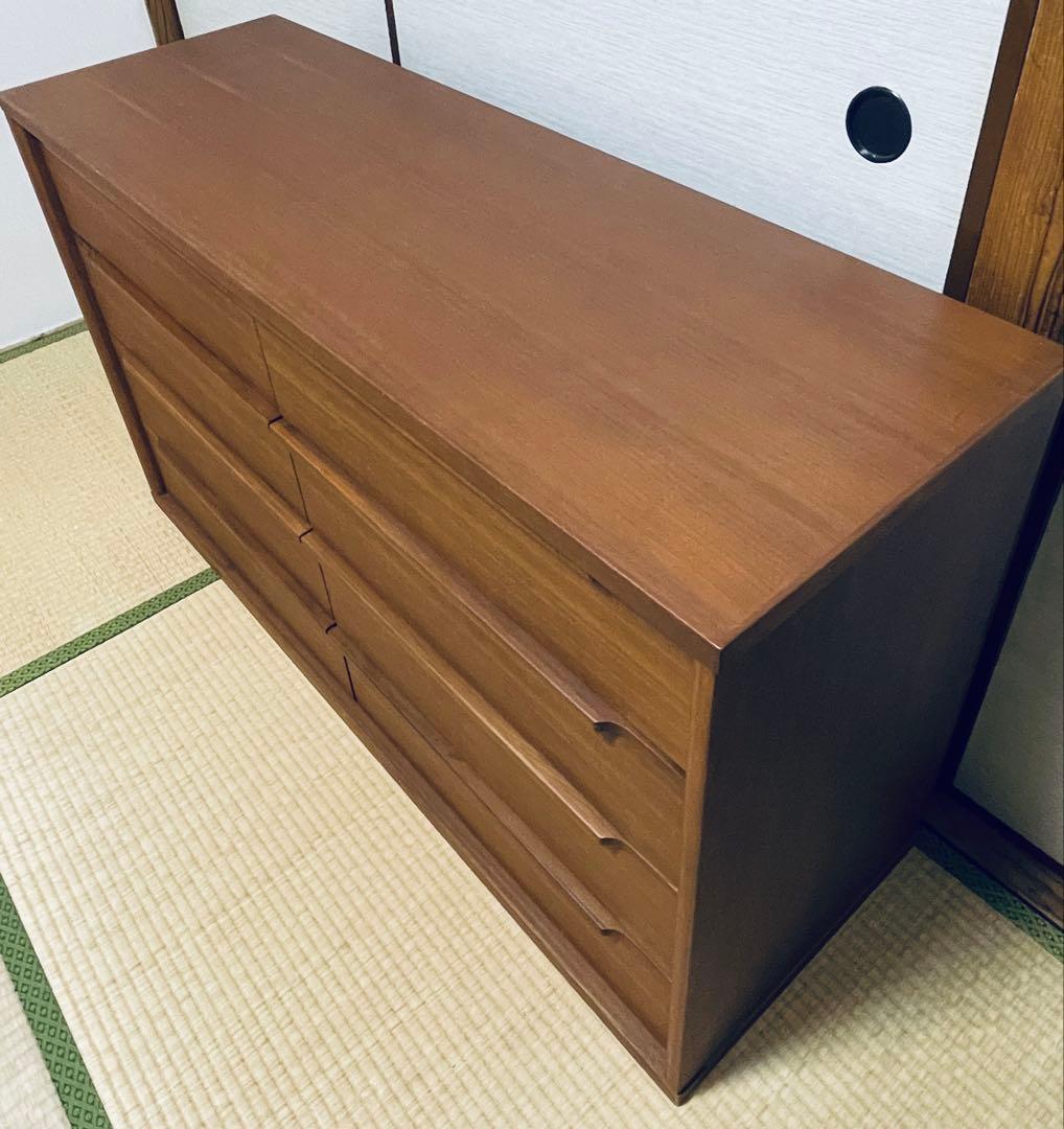 ケユカ ブラウン木製チェスト 4段8引き出し