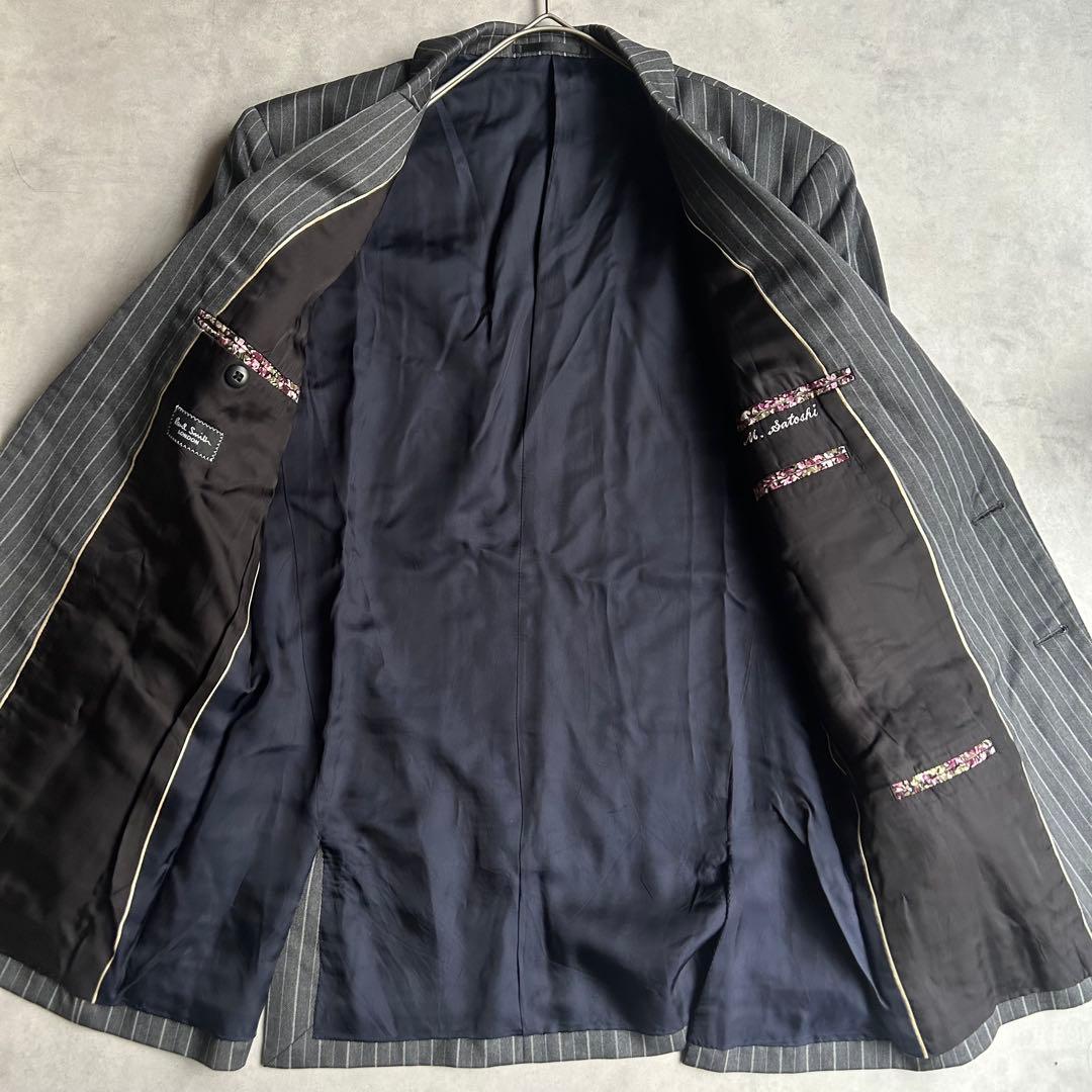 美品 ポールスミスロンドン スーツ セットアップ 総裏 2B 花柄 ストライプ